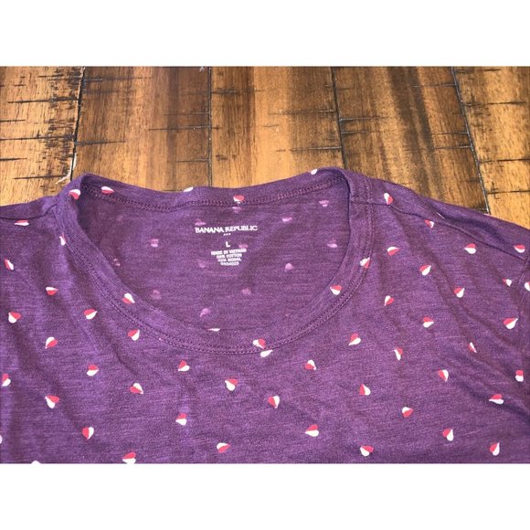 Banana Republic L Tunic Purple Patterned Blouse Top - Picture 2 of 3